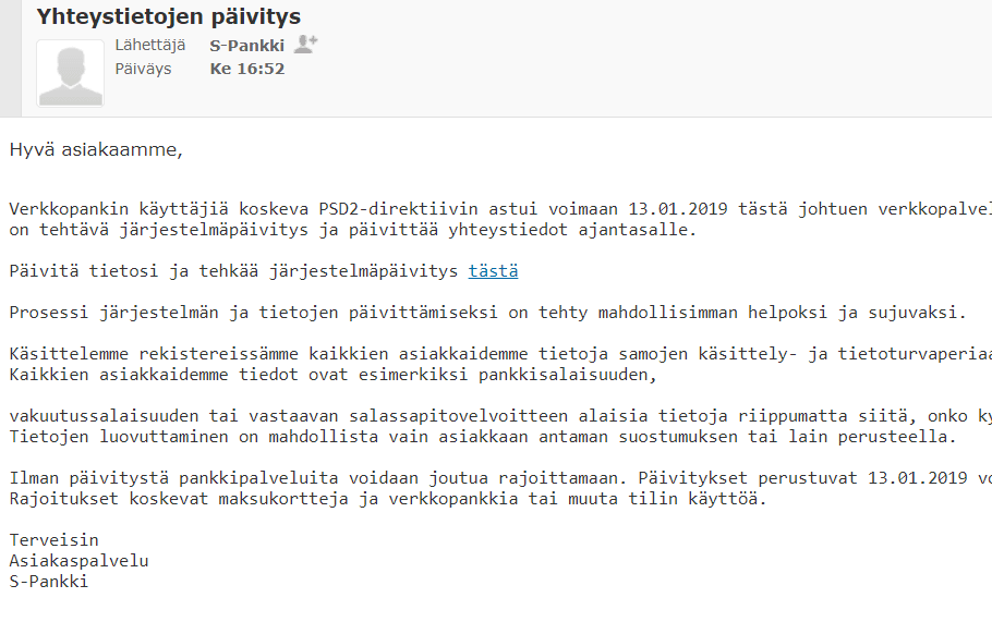 huijausviesti sähköposti