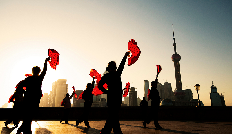 Kiina Shanghai perinteinen tanssi