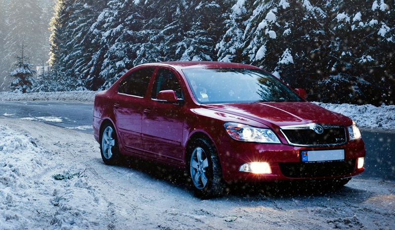 Skoda metsä talvi auto